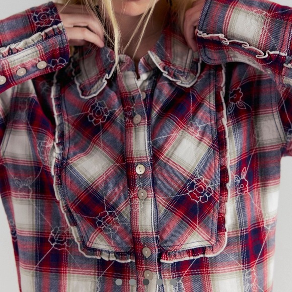 We The Free Free People Georgia Plaid Embroidered Button-down Shirt - Picture 2 of 10